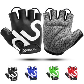 KONVINIT Cycling Gloves Fingerless Rubber Padded Women & Men Gym MTB Breathable Non-Slip Outdoor Sports Gloves by, black, m