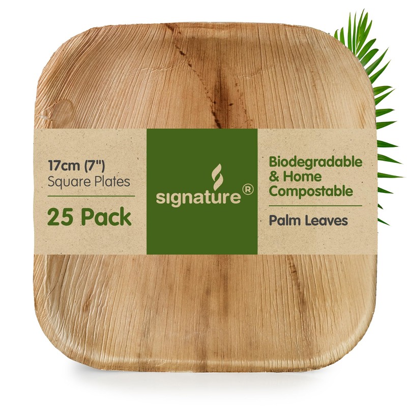 Signature Packaging - Disposable Palm Leaf Plates - Sturdy, Medium