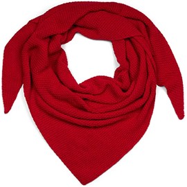 styleBREAKER 01020042 Women's XXL Knitted Triangle Scarf with Rice Grain Knitting Pattern in Plain Colours, Scarf, Lightweight Scarf, red