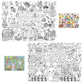 Tischdecke Ausmalen Ostern, 2 Stück Ausmaltischdecke Kinder, Tischdecke Bemalen Ostern, 110 x 80cm, Oster Tischdecke zum Ausmalen für Ostern, Osterparty