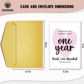Oamiolek Funny 1st Anniversary Card, One Year Anniversary Card for Boyfriend Girlfriend, Happy First Wedding Anniversary Card for Husband Wife, Congrats On Passing Your One Year Trial