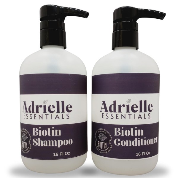 Adrielle Essentials Fresh Peaches Scented Biotin Hair Shampoo and Conditioner