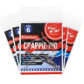 5 Packs Fish WOW! Crappie Rig with Two #6 Aberdeen Gold Hook Two Wire Spreader Arms