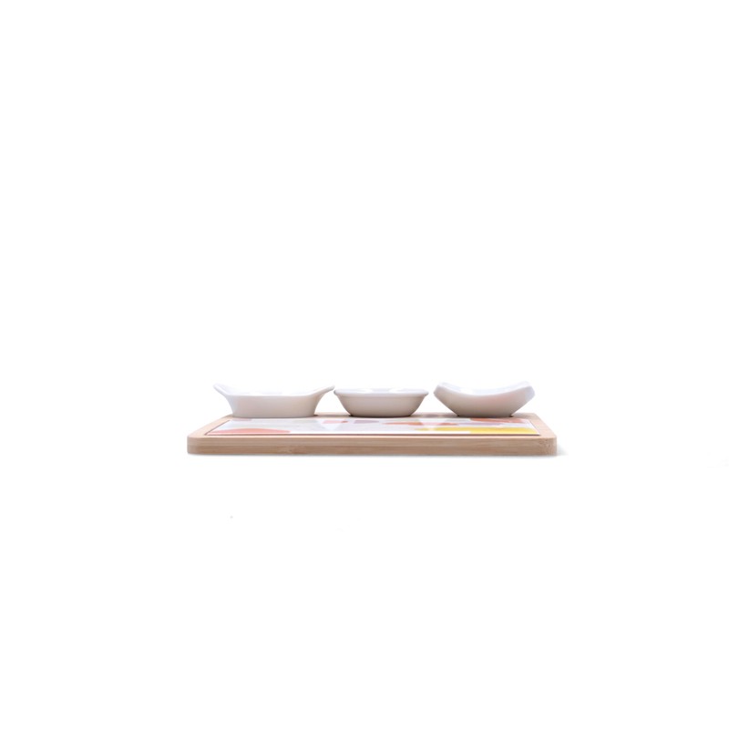 Quid Kaleido Bamboo Ceramic Snack Board, 23 x 19.5 x