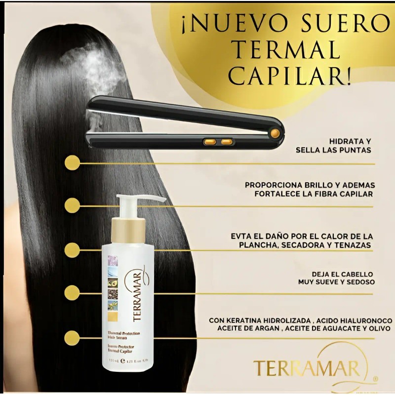 3 Piezas Serum Capilar Protector De Calor Terramar + Regalo