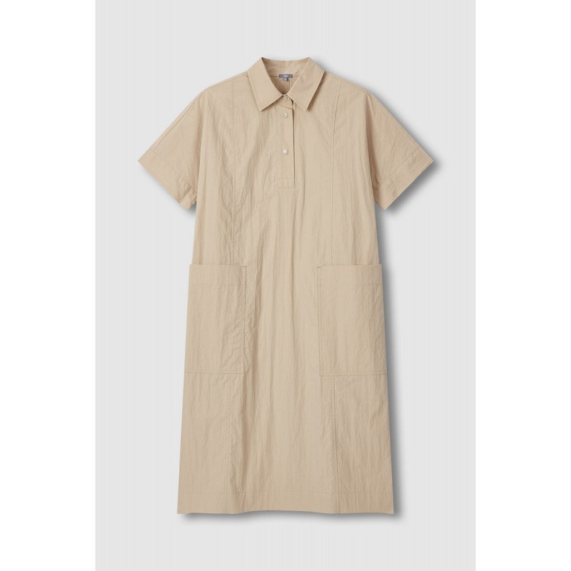 JAJU [JAJU] Women's Cotton Short Sleeve Dress_Beige