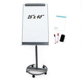 A AIRLLEN Mobile Whiteboard Flipchart Easel Mobile Dry Erase Board Portable Magnetic Whiteboard with Paper Pad on Wheels for Home Office (26X40 inches)