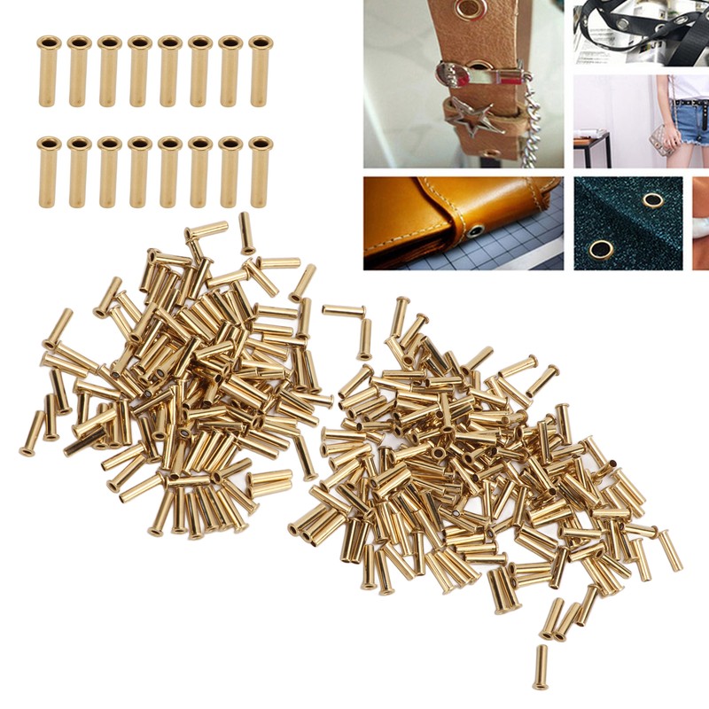 500Pcs Hollow Rivet Brass Decorative Through Hole Excellent Corrosion Resistance