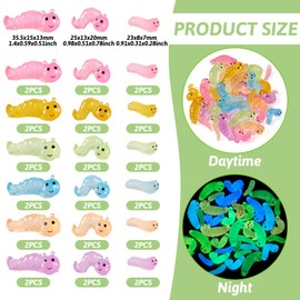 Boutigem 36Pcs Glow in The Dark Worm Figurines Luminous Worm Charms Mini Resin Caterpillar Animals Ornament for Garden Micro Landscape Aquarium Flowerpot Dollhouse Decoration Decor