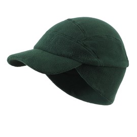 Home Prefer Mens Winter Hat Fleece Beanie Cap Sports Earflaps Beanie Hat for Men Dark Green