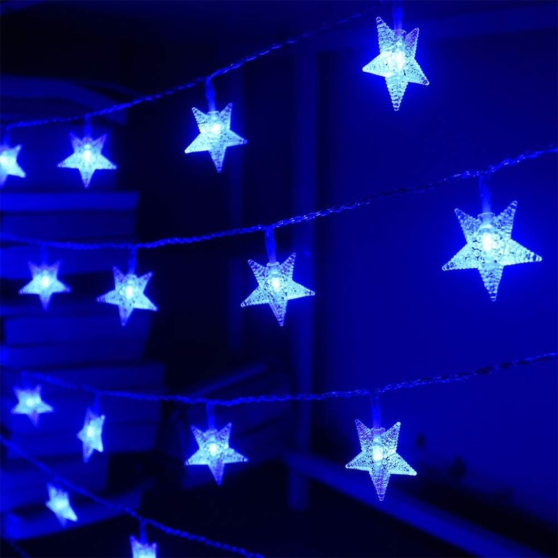 Minetom Blue Star String Lights Plug in - 33 ft