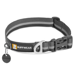 RUFFWEAR Crag Dog Collar, Reflective and Comfortable Collar for Everyday Use, Granite Grey, 36-51 cm