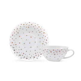 Mikasa Millie Gold Metallic Set of 4 Tea Cups and Saucers, 8 Ounce