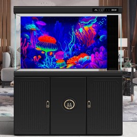 Underwater Scene Aquarium Background Cartoon Style Tropical Jellyfish Corals Terrarium Background Aquatic Life Deep Sea Ocean Marine Fish Tank Backdrop Poster Wallpaper Decorations Vinyl 24x16in