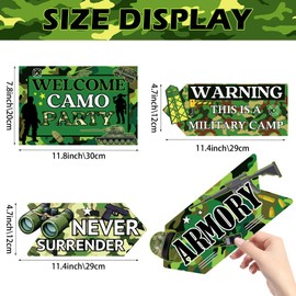Abilat 20 Pcs Army Birthday Party Decorations Camo Party Signs for Boys Men Camouflage Military Directional Signs Army Themed Birthday Supplies