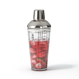 EffiQ-Rate Glass Cocktail Shaker, with Recipes and Measurements 20oz, Built-in Strainer and Leakproof Seal, Clear Bar Tool for Margaritas, Martinis