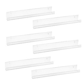 Fasmov 6 Pack 15 Inch Acrylic Floating Bookshelf, Invisible Wall Bookshelves for Kids Room, Living Room, Office, Bedroom, Bathroom, Kitchen