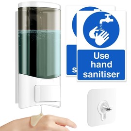 Seifenspender zur Wandmontage, 500 ml, mit 2 Handdesinfektionsmitteln, 1 stanzfreie Schraubenaufkleber, manueller Gel-Flüssigkeits-Shampoo-Spender, Waschmittelbehälter für Badezimmer, Küche, Hotel,