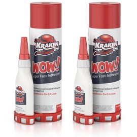 Kraken Bond Wow! CA Glue (2 x 4.4oz.) with Activator (2 x 16.9fl.oz.)- Super Crazy Wood, Cyanoacrylate Glue for Woodworking | 2 Pack