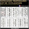 10 Christmas Temporary Tattoos Ephemeres Black Maori Non-Toxic (20CMX12 cm).