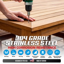 #8 X 1 5/8 Inch Stainless Steel Wood Screws | 304 Grade (350 Pack) | Flat Head T20 Star Torx Drive | Small Wood Screws by Eagle Claw Fasteners | Corrosion & Rust Resistant (Includes Driver Bit)