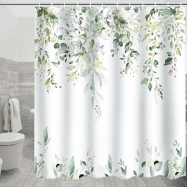 Eucalyptus Shower Curtain Machine Washable Quick Dry Bathing Curtain with Hanging Rings Waterproof Bathroom Curtain with Metal Grommet for Home Bathroom (Green)