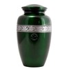 Silver Engraved Cremation Urn for Human Ashes | Green Aluminum