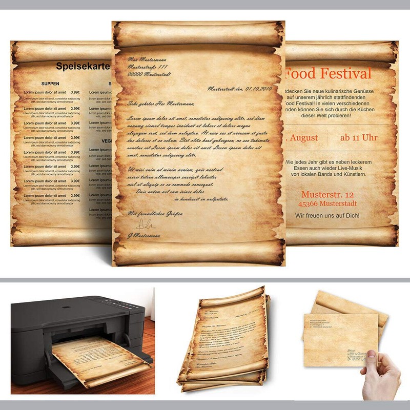 Motif envelopes Old Paper Old Style, Parchment 10 envelopes DIN