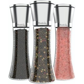 Wonder Sky Salt and Pepper Grinder Set Refillable Pepper Mill Salt Grinder (3 Pack)