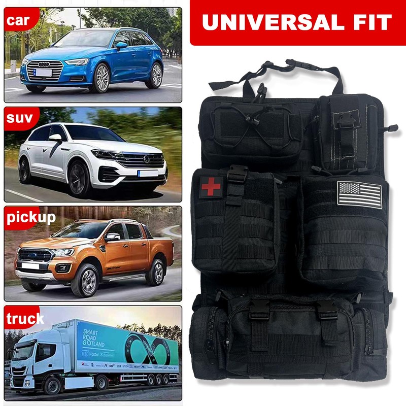 BEATUNEE Universal Tactical Front Seat Back Organizer with 5 detachable