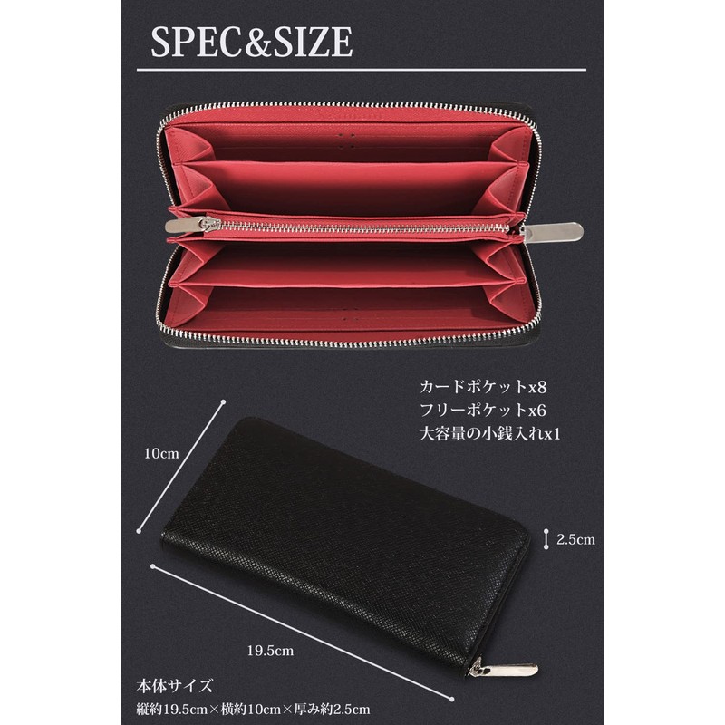 Xsimant Men's Long Wallet, Genuine Leather, L-Shaped, Coin Purse, Card