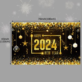 2024 Large Happy New Year Banner New Year Banner 2024, New Year's Eve Decoration 2024 New Year Background Banner, Happy New Year Background Banner for New Year Decoration, New Year's Eve Party,