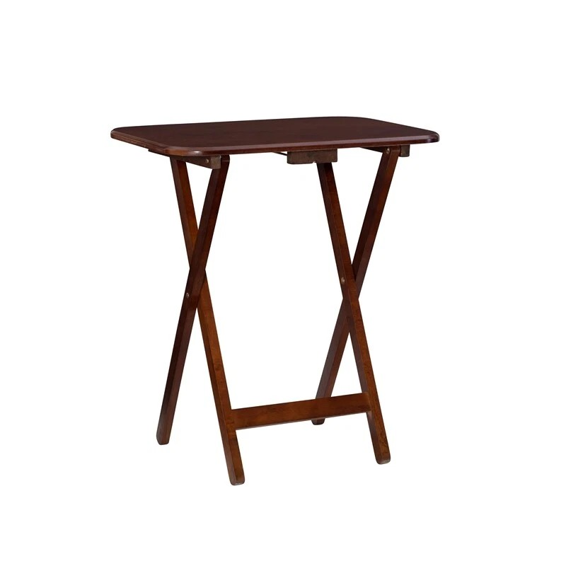 Pemberly Row Transitional Solid Wood Tray Tables in Dark Cherry