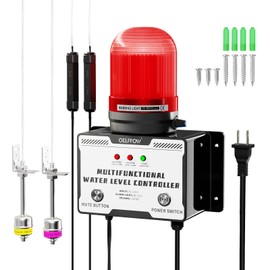 110 VAC High/Low Water Level Sensor Detector Alarm, Water Level Monitor with 110dB Sound & Light Sump Pump Alarm, Water Overflow/Level Warning System for Pond Water Tank Swimming Pool Basement