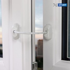 XFORT Viper Fixed Cable Window Restrictor in White, Durable Window Safety Lock for Child Safety and Window Security