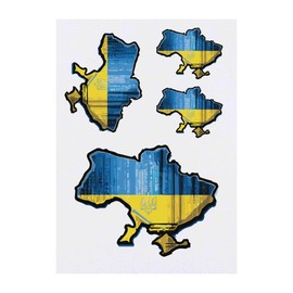 4 x 'Ukraine National Flag Map' Temporary Tattoos - Water Resistant, Skin-Safe, Non-Toxic Transfers, Mixed Sizes (TO00070074)