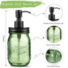 Amolliar Green Glass Mason Jar Liquid Soap Dispenser, 16OZ, Black