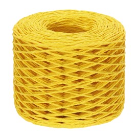 PATIKIL Twisted Raffia Paper Rope 600 Feet, Raffia Ribbon Twine String for Crochet Crafts Weaving Box Box Packing Wrapping Knitting, Yellow