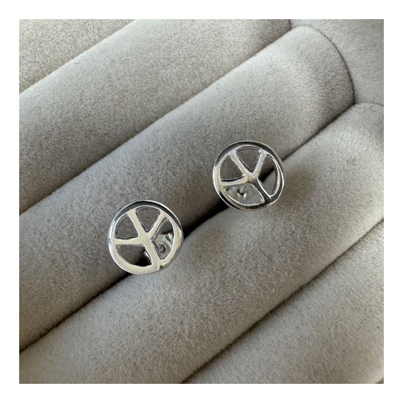 Sterling Silver Peace Sign Stud Earrings