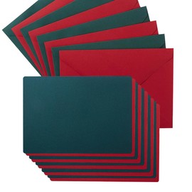 A7 Colorful Envelopes and Blank Cards 24 Pieces A7 Envelopes and 24 Pieces 5x7 Colorful Flat Cards for Weddings, Invitations, Birthday, Baby Shower (Christmas Green/Red)