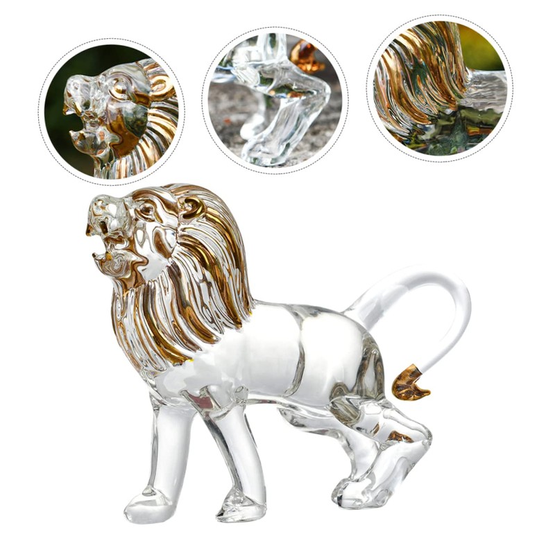 ORFOFE Decorative Lion Statue Crystal Lion Shape Tabletop Decor for