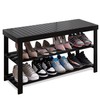 SMIBUY Bamboo Shoe Rack Bench, 3-Tier Shoe Organizer Storage Shelf