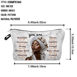 Livel lhood African American Makeup Bag Cute Small Organizer Zipper Pouch You Are Beautiful Cosmetic Bag Inspirational Birthday Present for Black Women Friends, hzt0746, Small