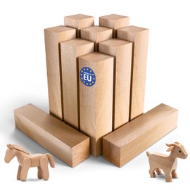 Eli® Linden Carving Wood – Pack of 10 Wooden Blocks – Which Basswood for Carving or Turning – Carving Template – Carving Set Wooden Blanks – Squared Wood – Wood for Adults and Children – Craft Set