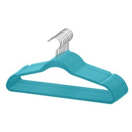 Home Basics Sunbeam Slip-Proof Snag-Free Ultra Slim Velvet Hanger with Rotating Steel Hook (Pack of 10) (TURQUOISE)