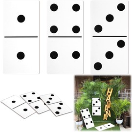 Spiareal 3 Pcs Large Domino Paper Board Domino Party Decoration 8' x 15' Havana Nights Casino Party Theme Decorations Game Prom Night Birthday Wedding(Classic White,Low Dominoes)