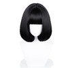 Black Bob Women Men Short Straight Wig with Bangs Heat