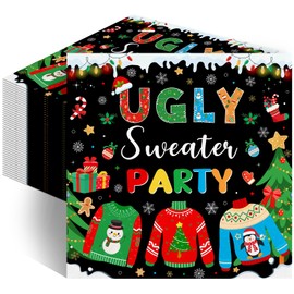 50 pcs Ugly Christmas Sweater Party Decorations Paper Napkins 6.5 x 6.5"