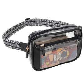 Waist Bag for Women, VX VONXURY Clear Fanny Pack Lightweight Crossbody Belt Bag with Adjustable Strap for Outdoor Running Hiking,Black