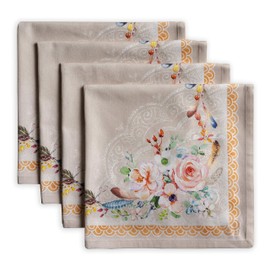 Maison d' Hermine Napkin 100% Cotton (45cm x 45cm) Decorative Washable Table Cloth Napkins Set of 4, Dining, Holidays, Buffet Parties & Wedding Use, Ibiza - Beige - Spring/Summer